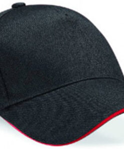 Alternative view of Personalised Black/Red Ultimate 5 Panel Cap