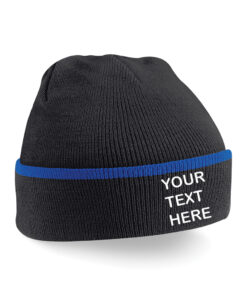 Personalised Black/Royal Blue Teamwear Beanie