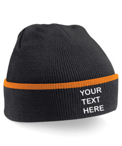 Personalised Black/Orange Teamwear Beanie