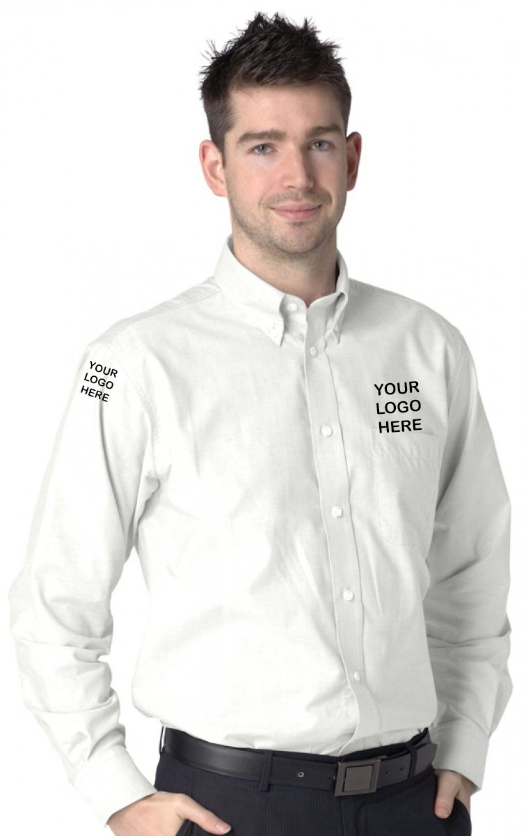 Personalised White Long Sleeve Oxford Shirt