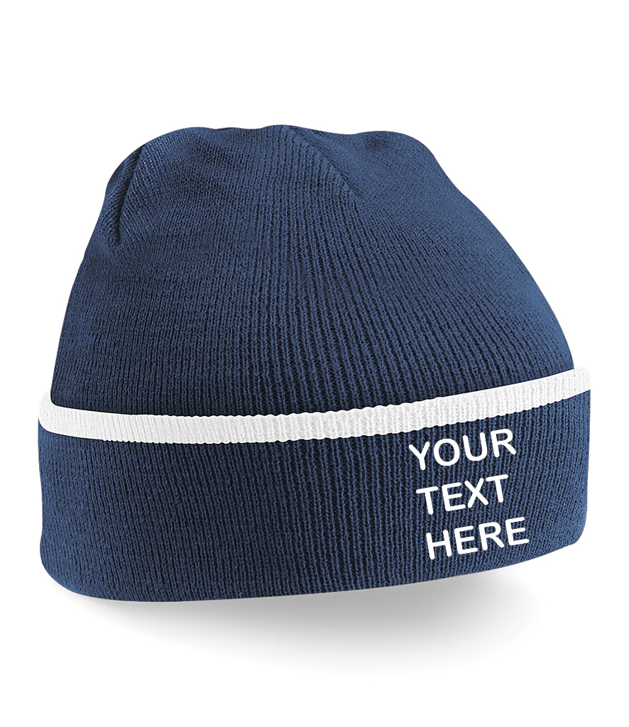 Personalised Navy Blue/White Teamwear Beanie