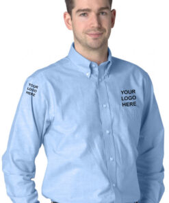 Personalised Sky Blue Long Sleeve Oxford Shirt