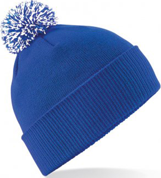 Personalised Royal Blue/White Contrast PomPom Beanie - Image 3