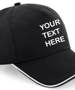Personalised Black/White Piped Cap
