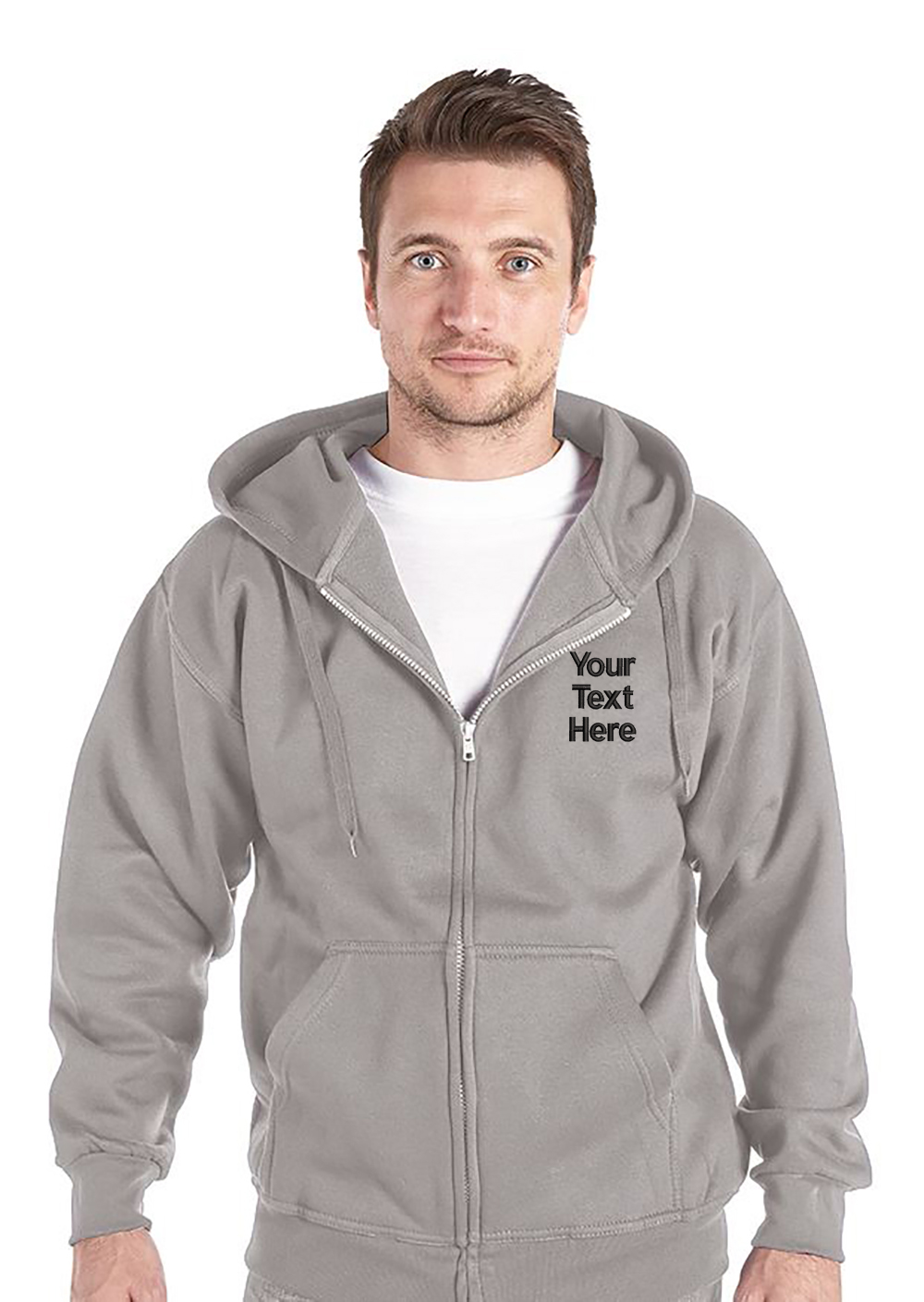Personalised Heather Grey Zipped Hoody