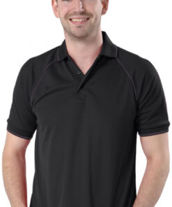 Alternative view of Personalised Black/Graphite Piped Polo Shirt