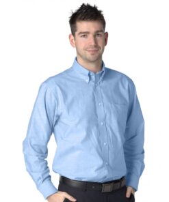 Alternative view of Personalised Sky Blue Long Sleeve Oxford Shirt