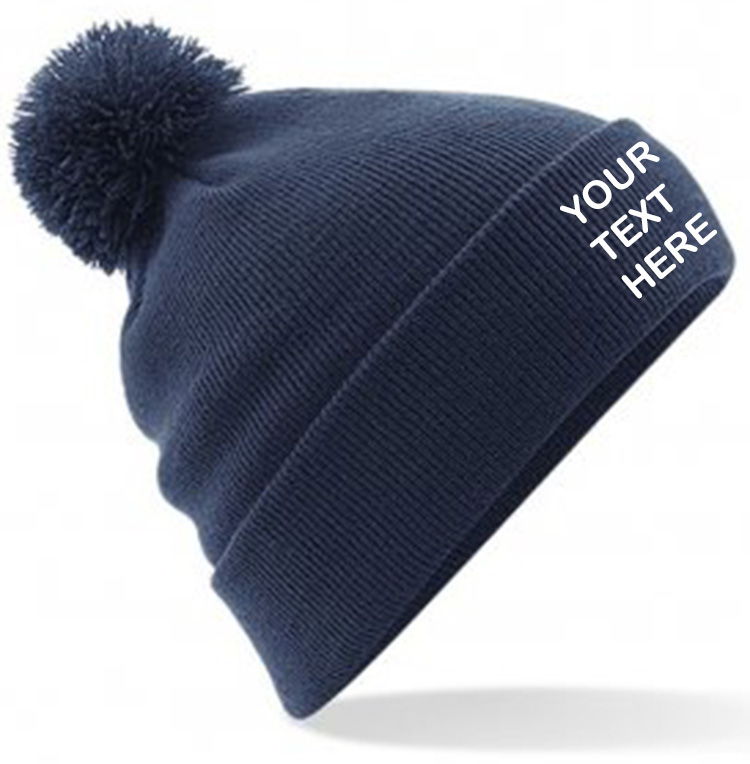 Personalised Navy Blue PomPom Beanie