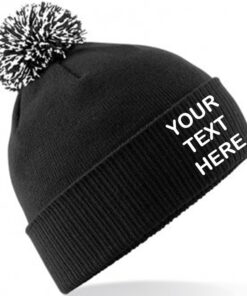 Personalised Black/White Contrast PomPom Beanie