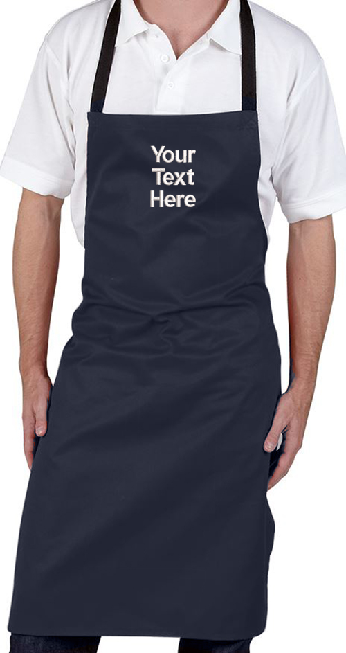 Personalised Navy Blue Bib Apron - No Pocket