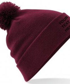Alternative view of Personalised Burgundy PomPom Beanie
