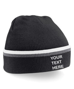 Personalised Black/Grey/White Teamwear Beanie