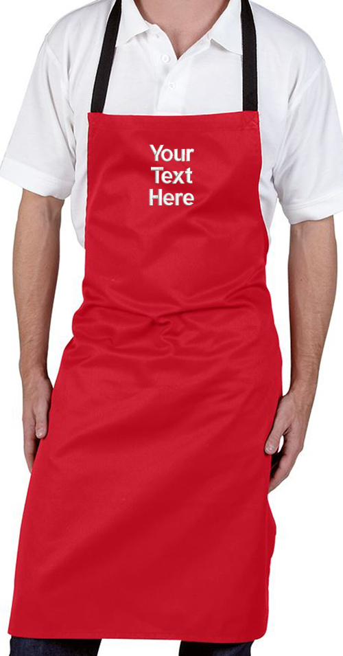 Personalised Red Bib Apron - No Pocket