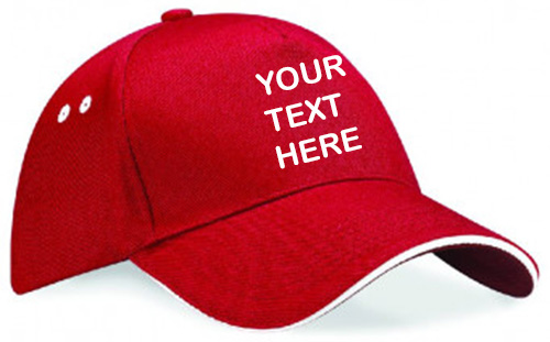 Personalised Red/White Ultimate 5 Panel Cap