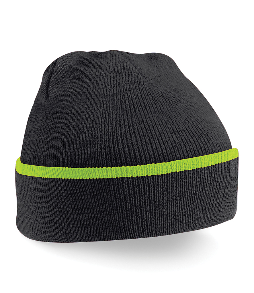 Personalised Black/Lime Green Teamwear Beanie - Image 2