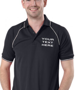 Personalised Navy Blue/White Piped Polo Shirt