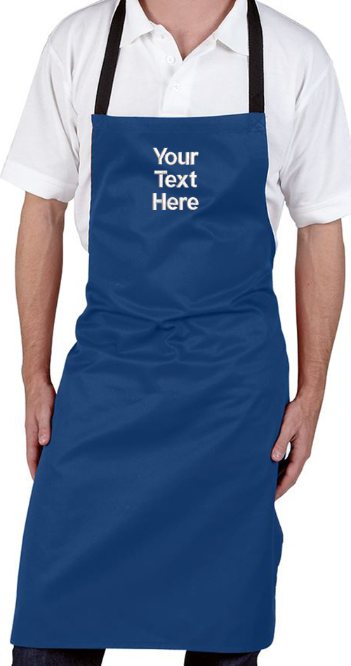 Personalised Royal Blue Bib Apron - No Pocket