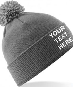 Alternative view of Personalised Graphite Grey/Light Grey Contrast PomPom Beanie