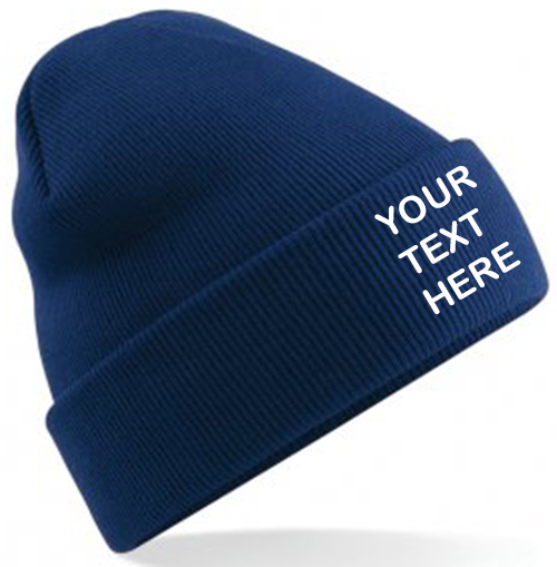 Personalised Oxford Navy Blue Classic Beanie