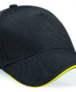 Alternative view of Personalised Black/Yellow Ultimate 5 Panel Cap
