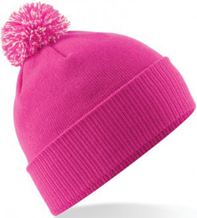Personalised Fuchsia Pink/White Contrast PomPom Beanie - Image 3