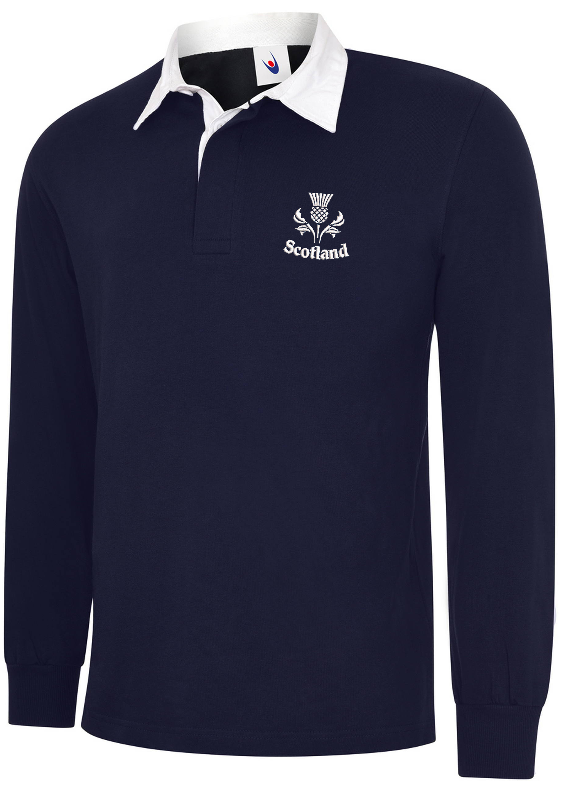 Embroidered Scotland Navy Blue Rugby Shirt - Image 3
