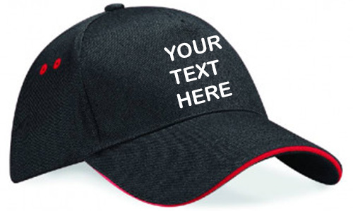 Personalised Black/Red Ultimate 5 Panel Cap