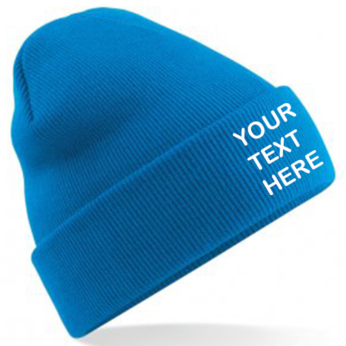 Personalised Sapphire Blue Classic Beanie
