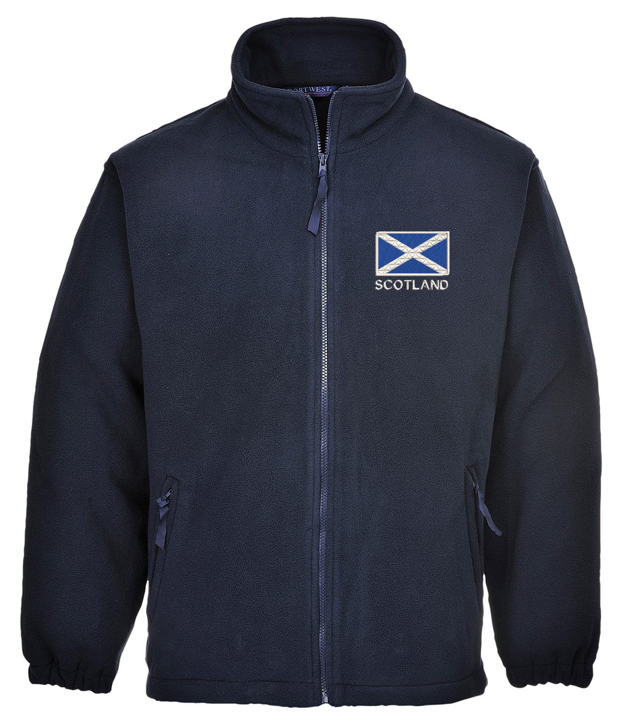 Embroidered Scotland Full Zip Navy Fleece - Image 3