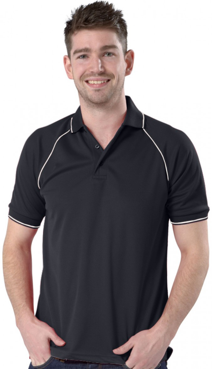Personalised Navy Blue/White Piped Polo Shirt - Image 2