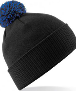 Alternative view of Personalised Black/Royal Blue Contrast PomPom Beanie