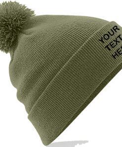 Personalised Moss Green PomPom Beanie