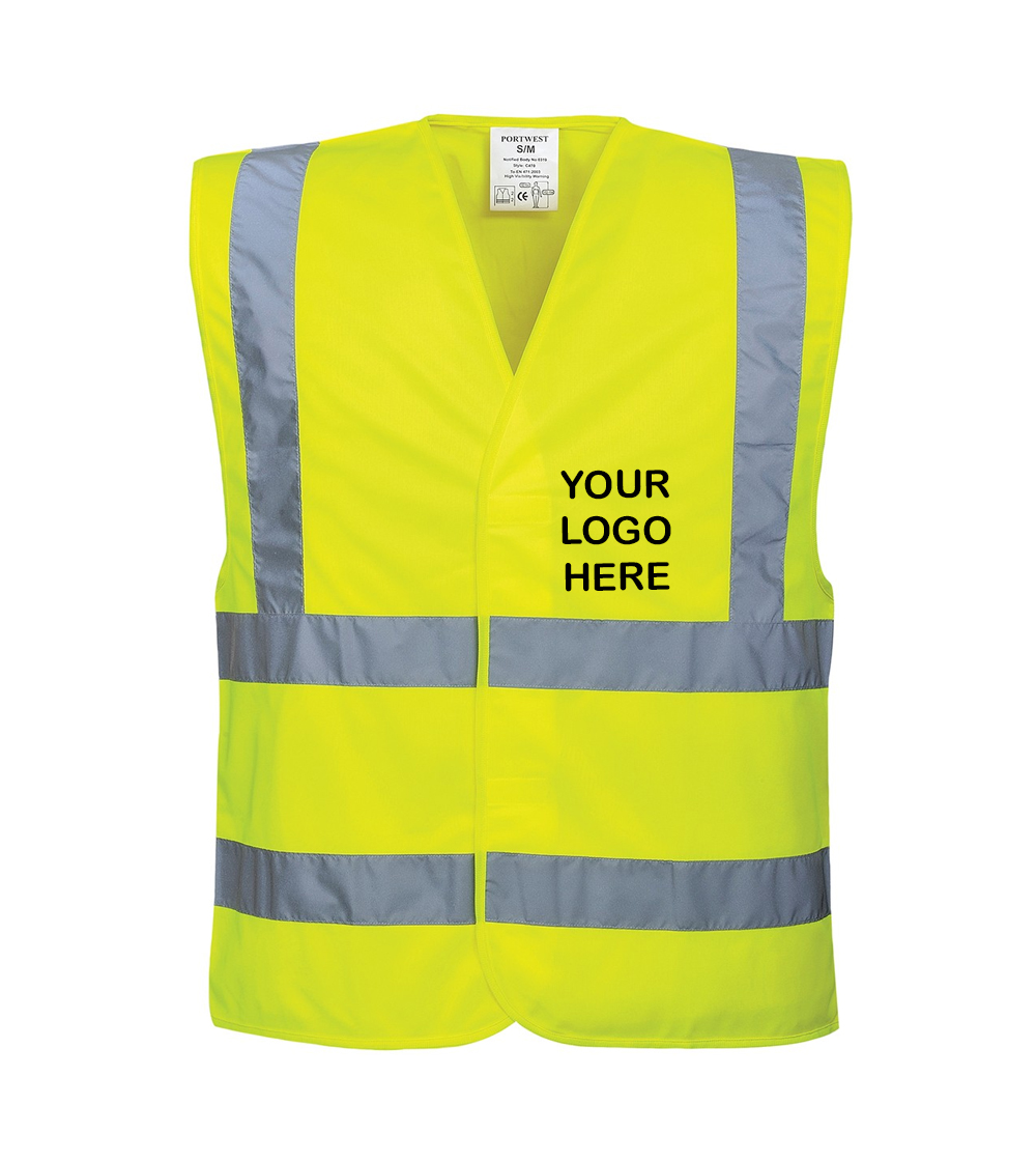 Personalised Hi-Vis Two Band & Brace Vest - C470 Yellow