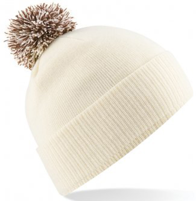 Personalised Off White/Mocha Contrast PomPom Beanie - Image 2