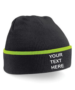 Personalised Black/Lime Green Teamwear Beanie