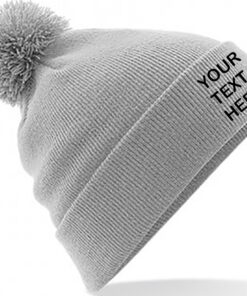 Personalised Light Grey PomPom Beanie
