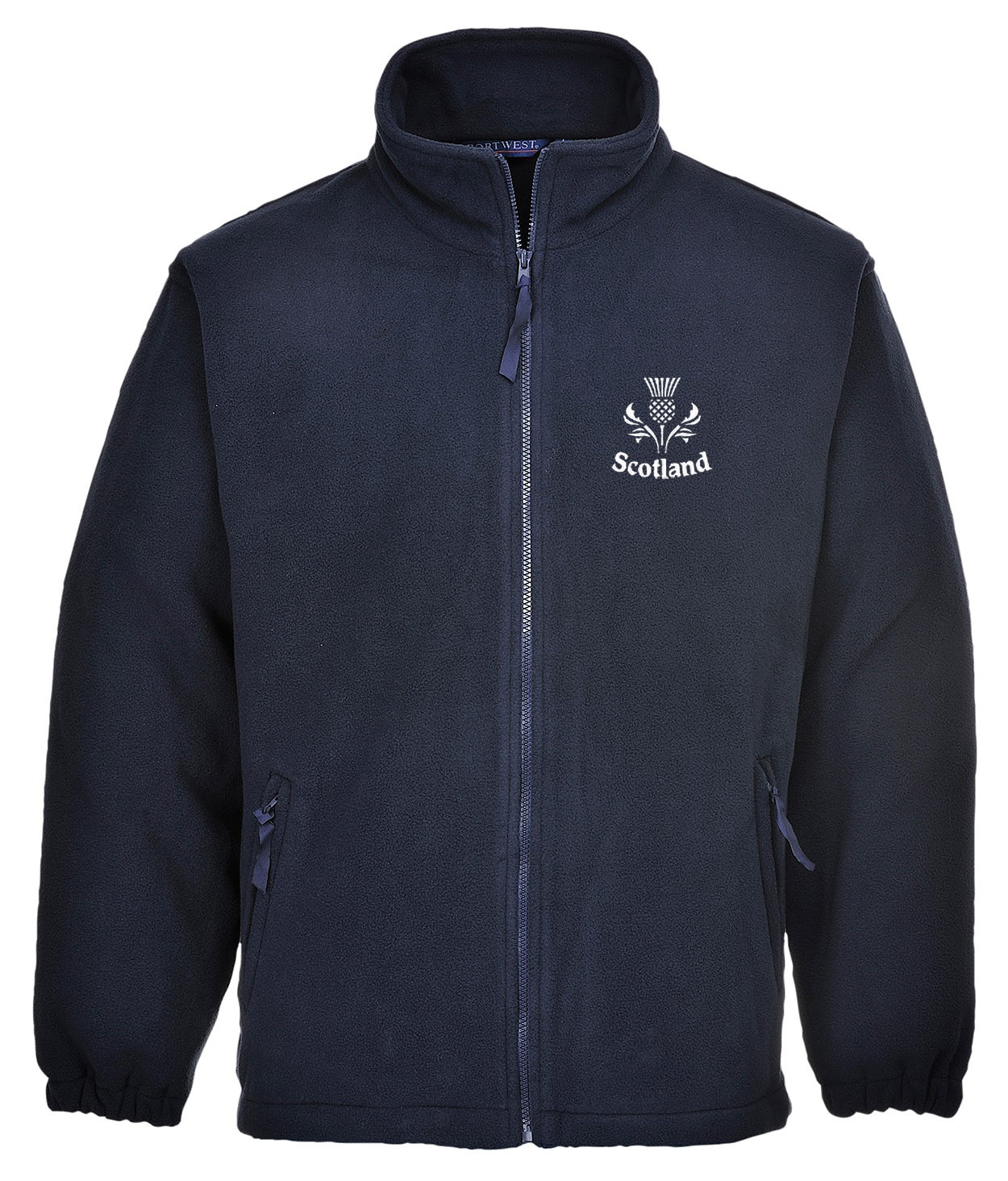 Embroidered Scotland Full Zip Navy Fleece