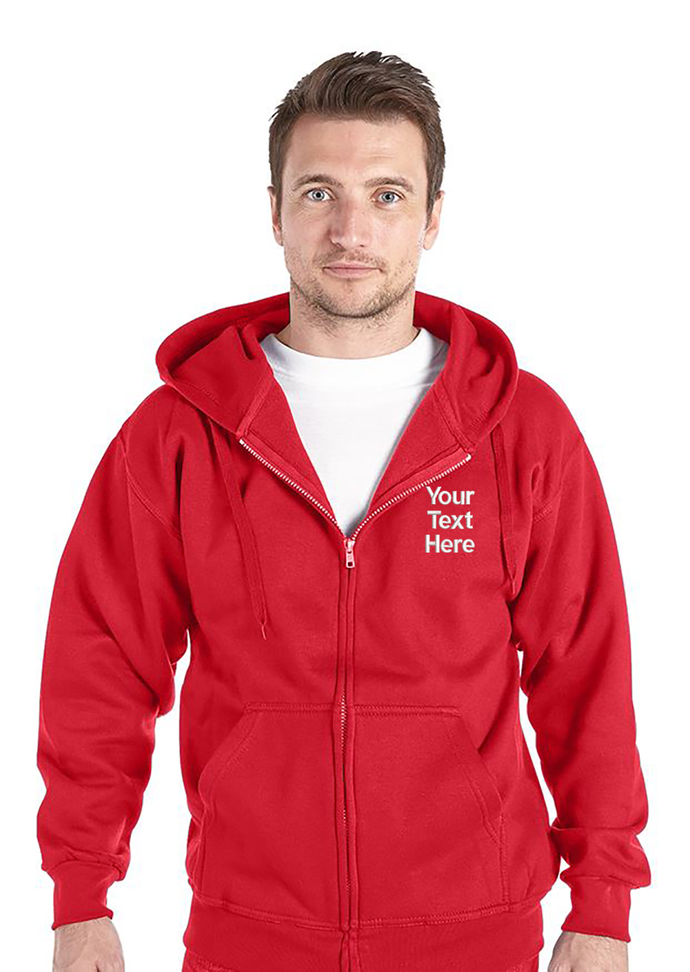 Personalised Red Zipped Hoody