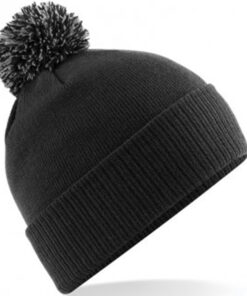 Alternative view of Personalised Black/Graphite Grey Contrast PomPom Beanie