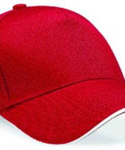 Alternative view of Personalised Red/White Ultimate 5 Panel Cap