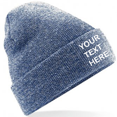 Personalised Heather Grey/Navy Blue Classic Beanie