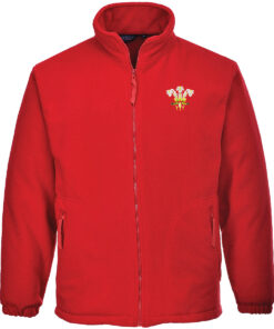 Embroidered Wales Full Zip Red Fleece