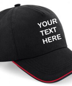 Personalised Black/Red Piped Cap