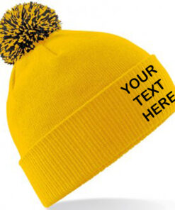 Personalised Gold/Black Contrast PomPom Beanie