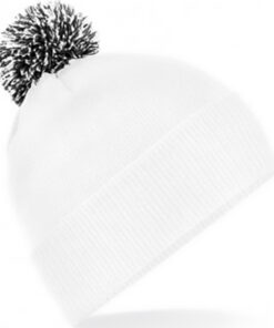 Alternative view of Personalised White/Black Contrast PomPom Beanie