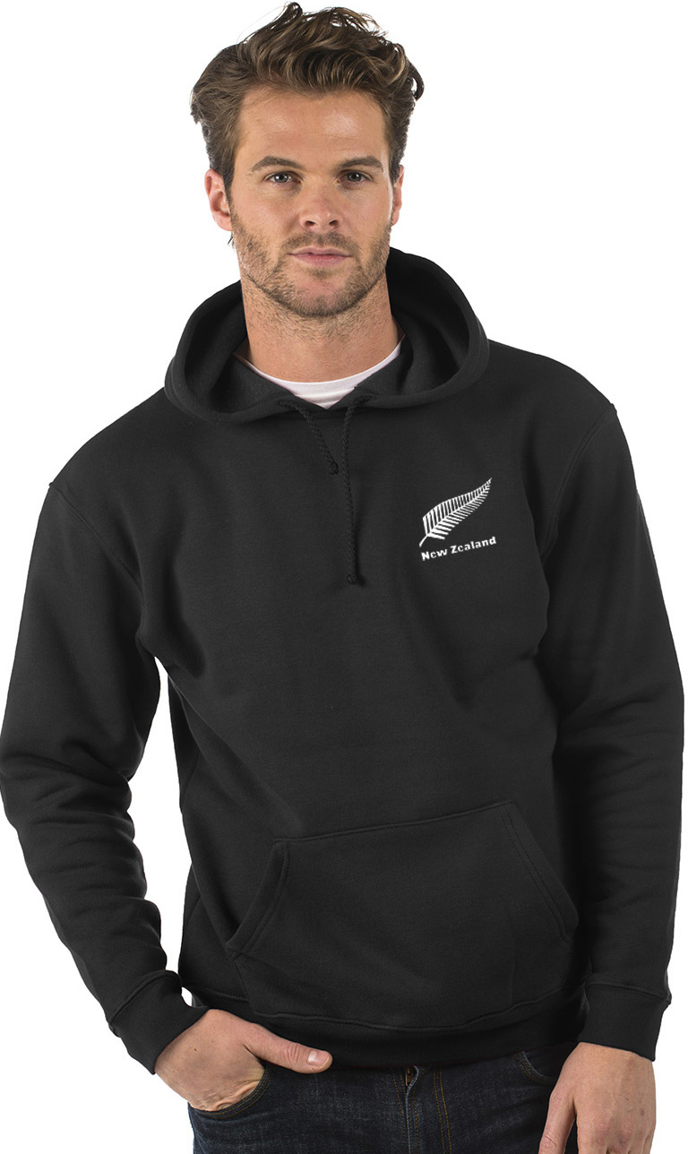 Embroidered New Zealand Black Hoody