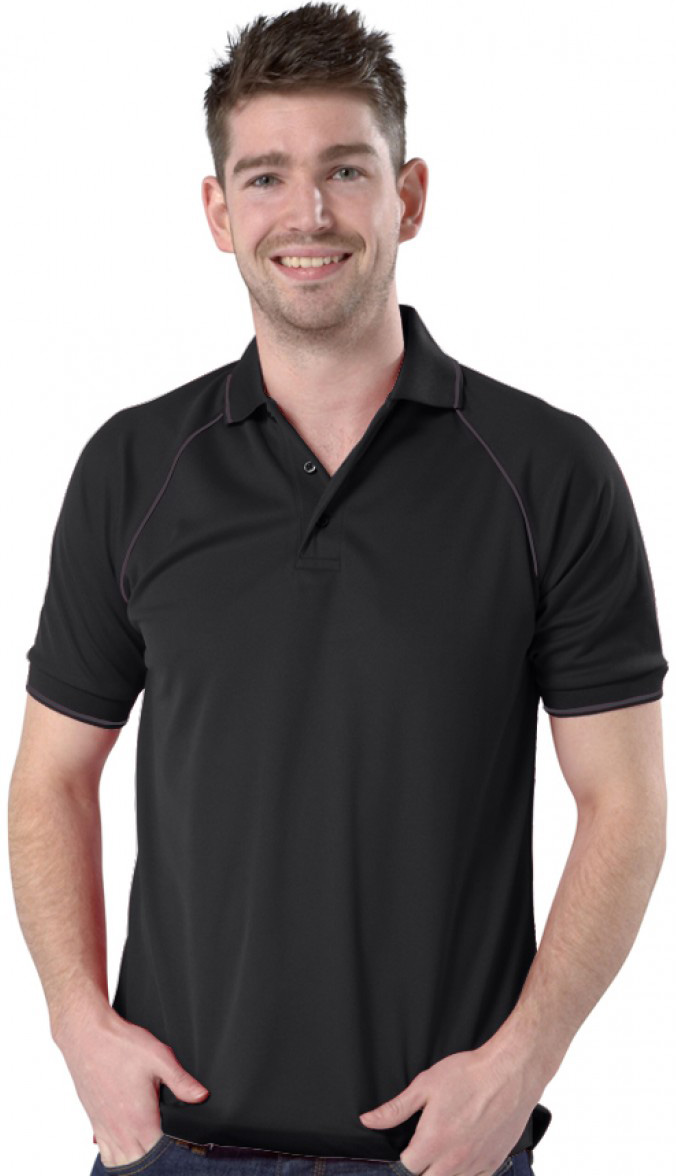 Personalised Black/Graphite Piped Polo Shirt - Image 2