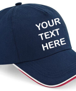Personalised Navy Blue/Red/White Piped Cap
