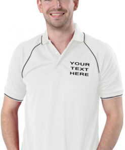 Personalised White/Graphite Grey Piped Polo Shirt