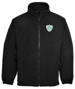 Embroidered Retro Ireland Design Full Zip Black Fleece